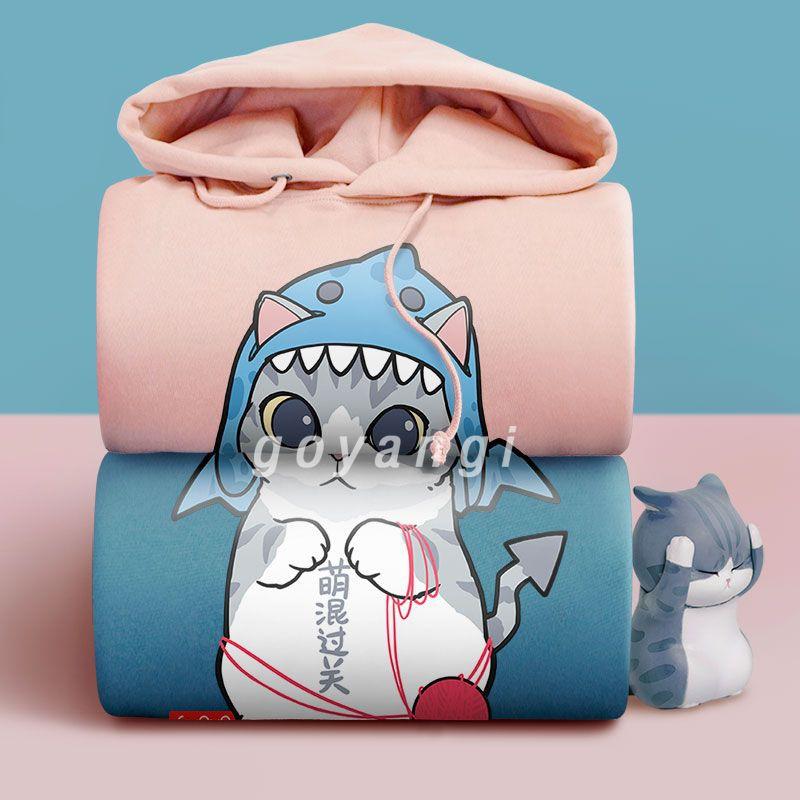 Áo hoodie goyangi Khủng long mặt mèo oversize phong cách hàn quốc