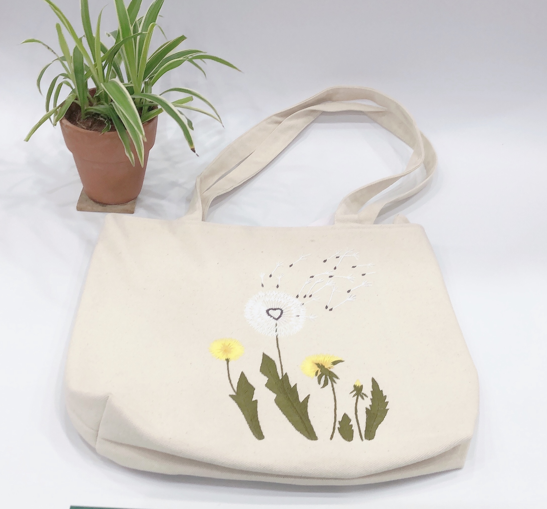 Túi tote thêu thời trang nữ - Hoa bồ công anh ( Cotton)