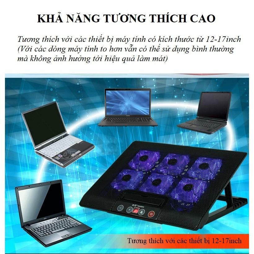 Quạt Tản Nhiệt Laptop ️️ Phụ Kiện Làm Mát Laptop Nhanh Chóng - Làm Mát Gấp 6 Lần Với 6 Quạt Làm Mát M8