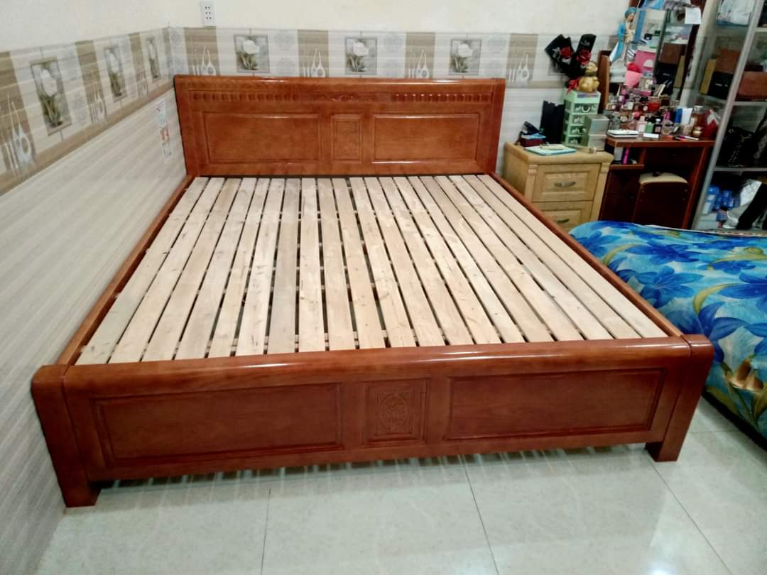 Giường ngủ gỗ xoan đào 1M6X 2M  ( FREESHIP HCM 30-50KM )