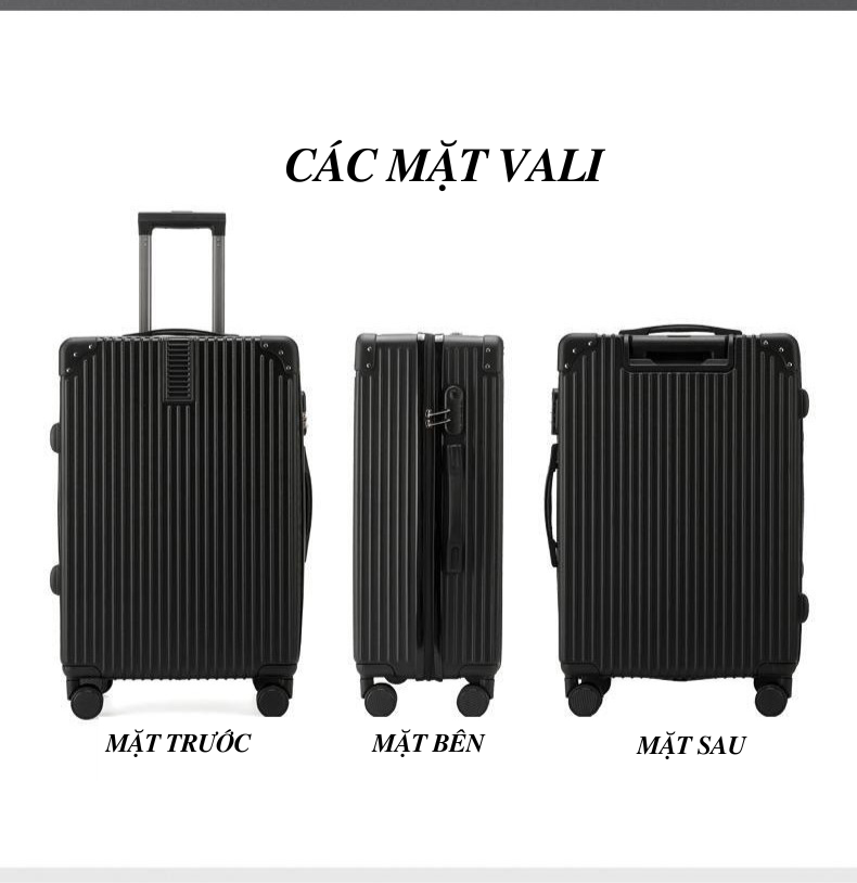 HÌNH THẬT_Vali Du Lịch Tay Kéo Chất Liệu Nhựa Nhám PC+ABS Dày Dặn Thiết Kế Bo Góc Sang Trọng 4 Bánh Xe Đôi Xoay 360 Độ Hàng Sẵn Kho Đủ Size 20/24/26 inch