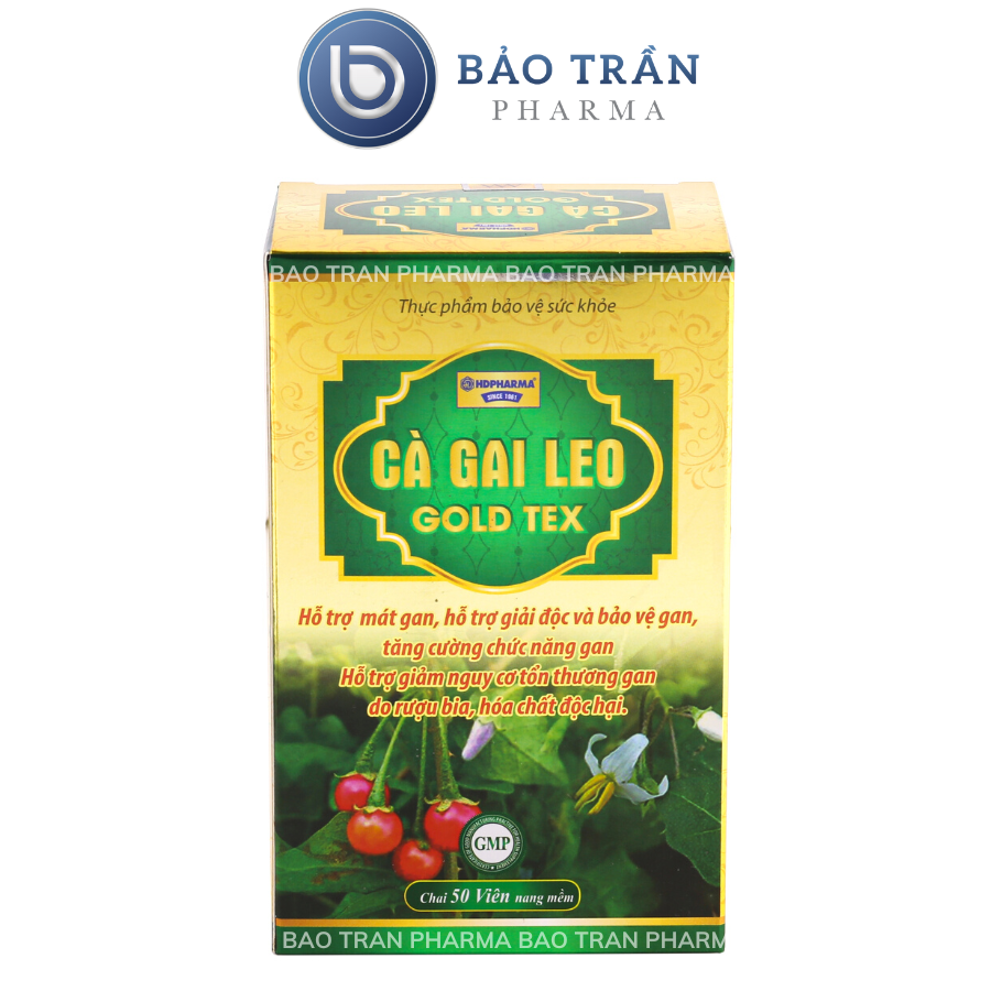 Bổ gan Cà Gai Leo Gold Tex màu vàng mát gan, giải độc gan - Chai 50 viên