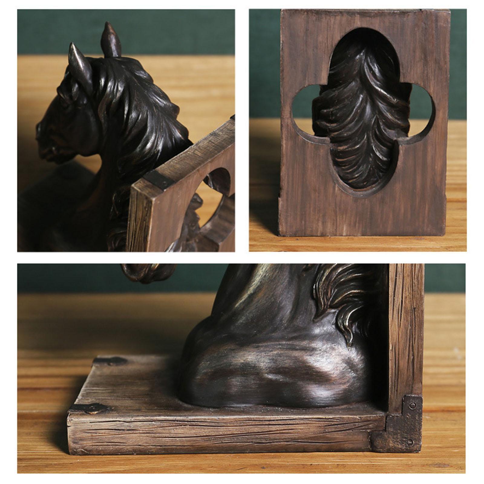 Horse Head Statue Resin Figurine Decorative Bookend Sculpture for Ornament