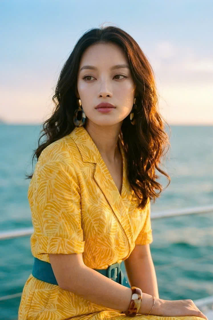 Đồ Bay Jumpsuits Linen Vàng Họa Tiết Lá Kim Diệp DRE239 thời trang thiết kế Hity