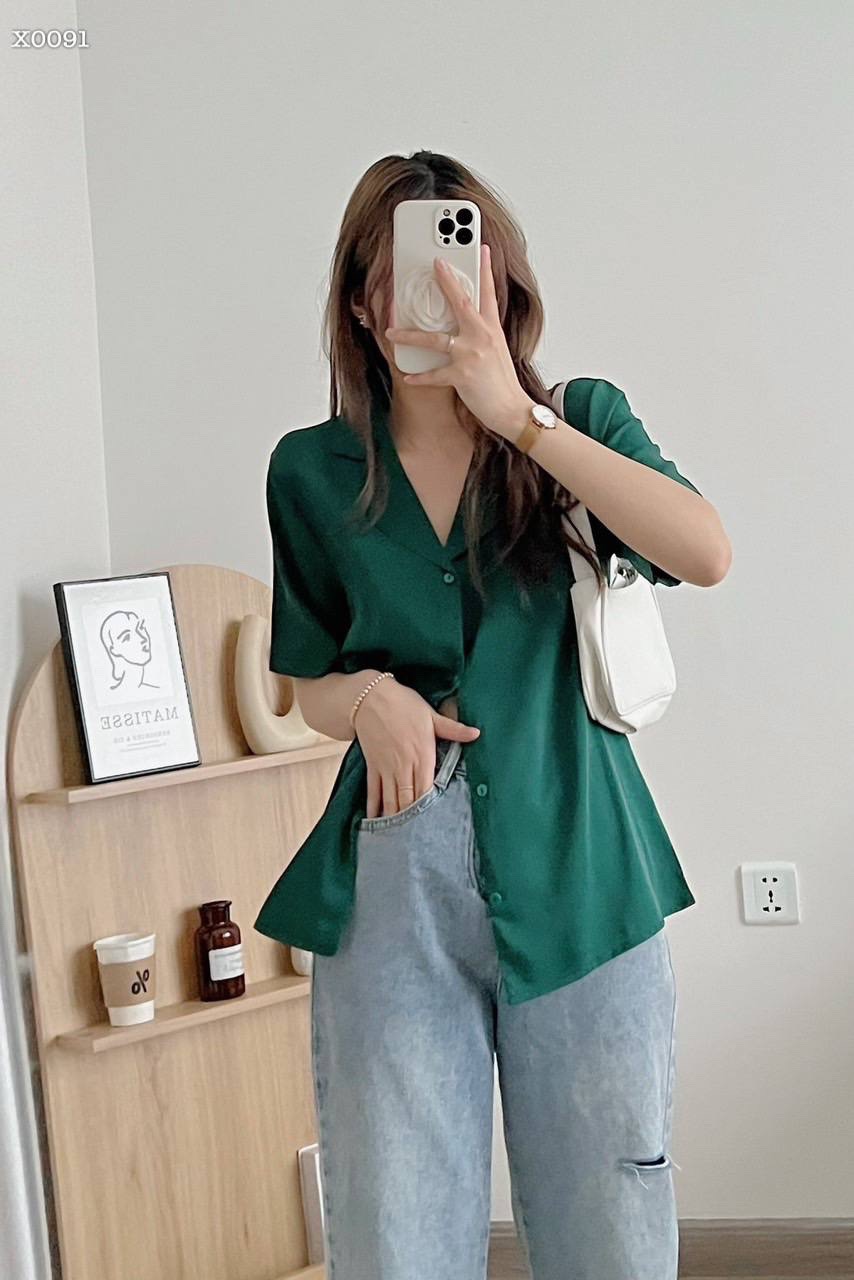 ÁO SƠ MI NỮ KIỂU RETRO BLAZER VEST TAY NGẮN SUÔNG TRƠN RỘNG BASIC CƠ BẢN ĐI CHƠI DẠO PHỐ ĐI LÀM CÔNG SỞ ĐI HỌC