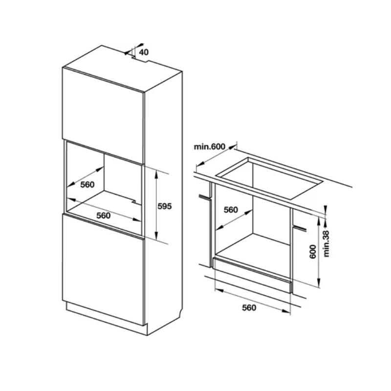 Lò Nướng Âm Tủ Hafele 65L HO-KT60J 535.62.511 - Khoá Trẻ Em - Hàng Chính Hãng