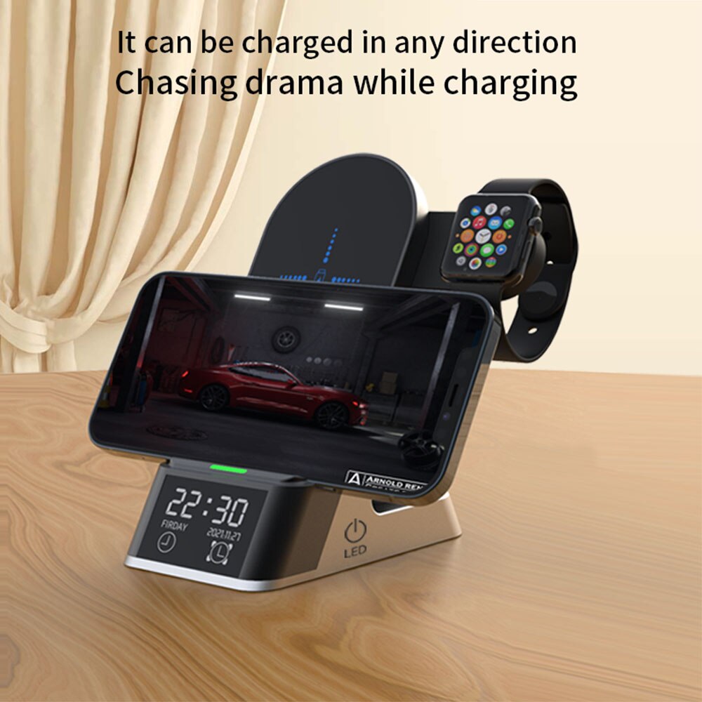 Đế sạc không dây cao cấp Wireless Charger With Alarm Clock H35