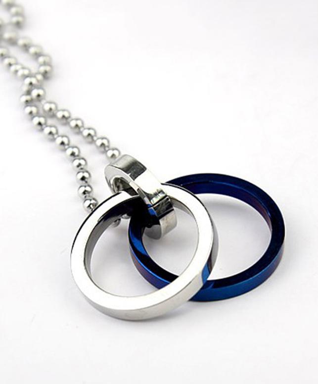 Mặt dây chuyền 3 vòng MDC346 (Màu bạc, xanh)