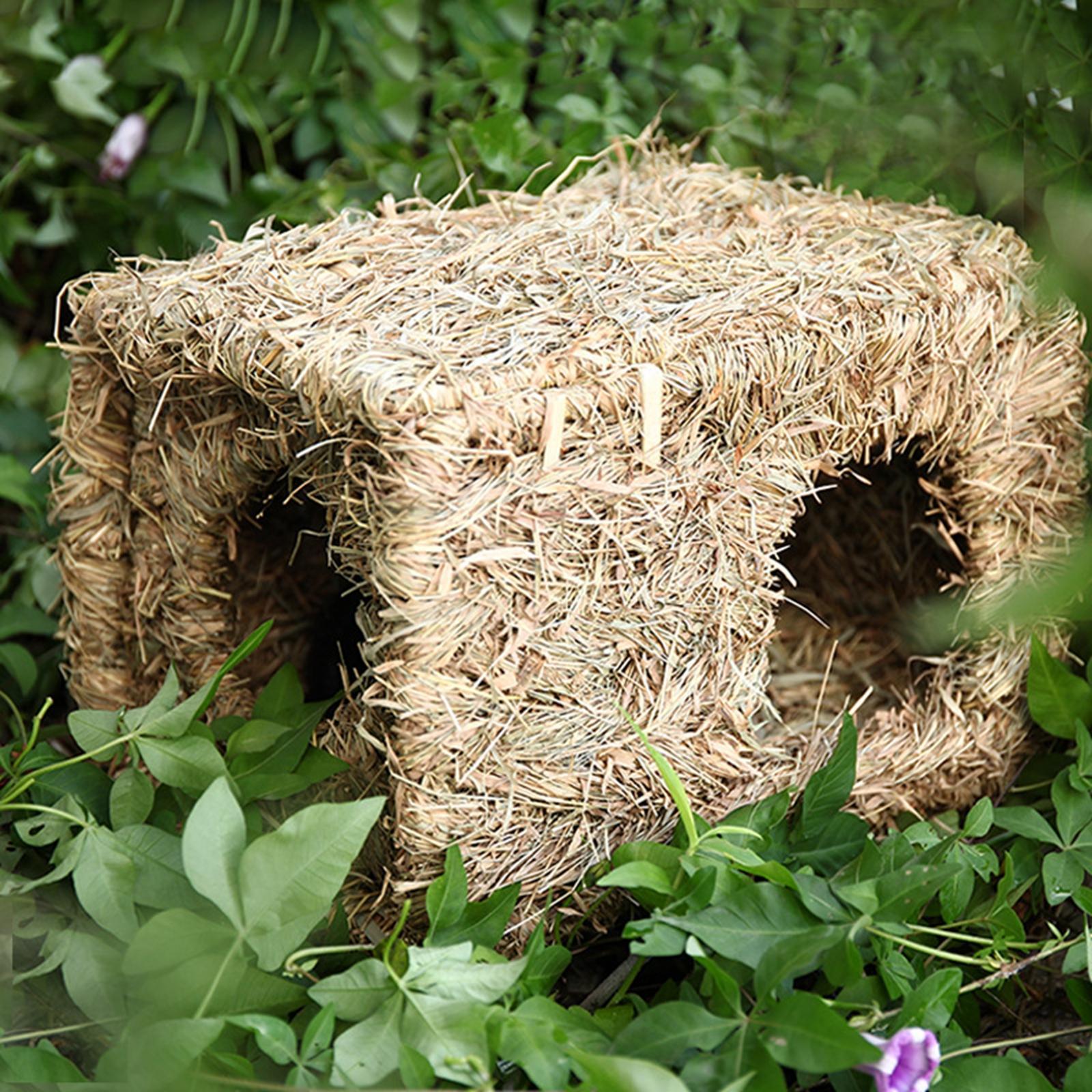 Hand Woven Small Animals Cage Nest Chewing Foldable Nesting Hideaway Sleeping Mat Nest Bed for Chinchilla Small Animals Squirrel Bunny Sleep