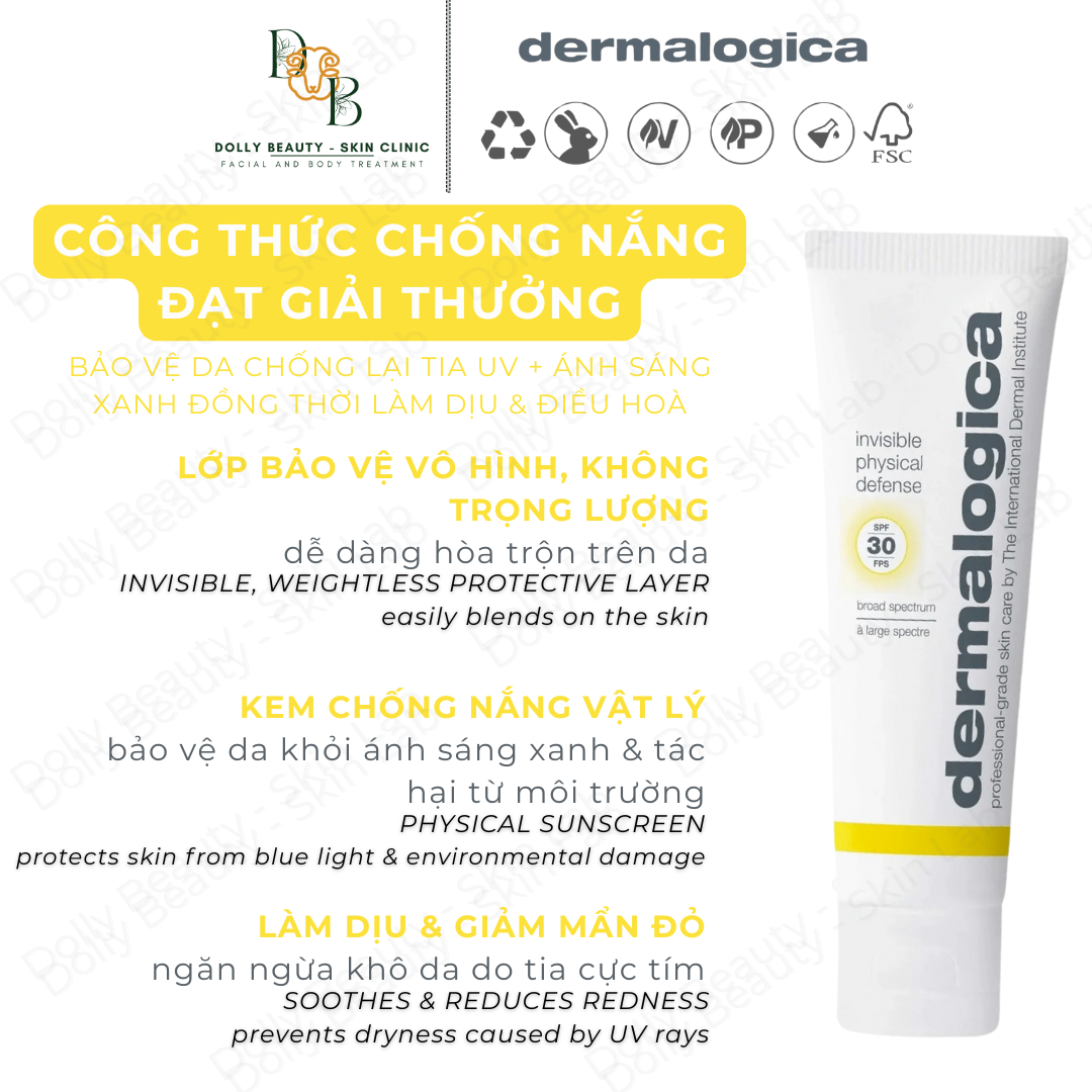 Kem chống nắng vật lý INVISIBLE PHYSICAL DEFENSE 50ml phù hợp với mọi loại da của Dermalogica - Dolly Beauty