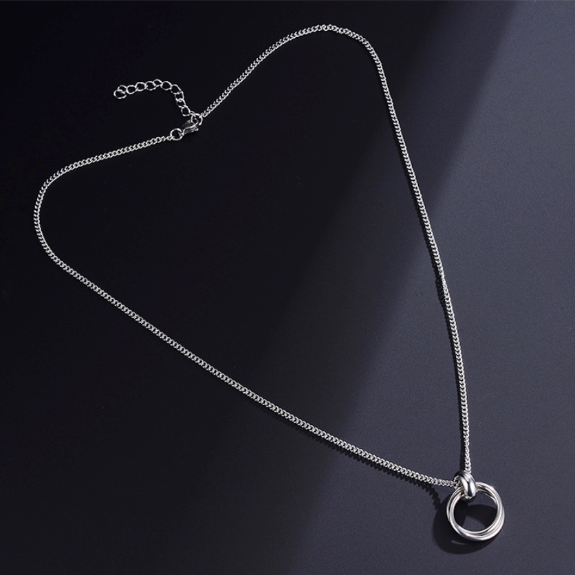 Dây chuyền Unisex không đen gỉ mặt nhẫn lồng nhau cá tính
