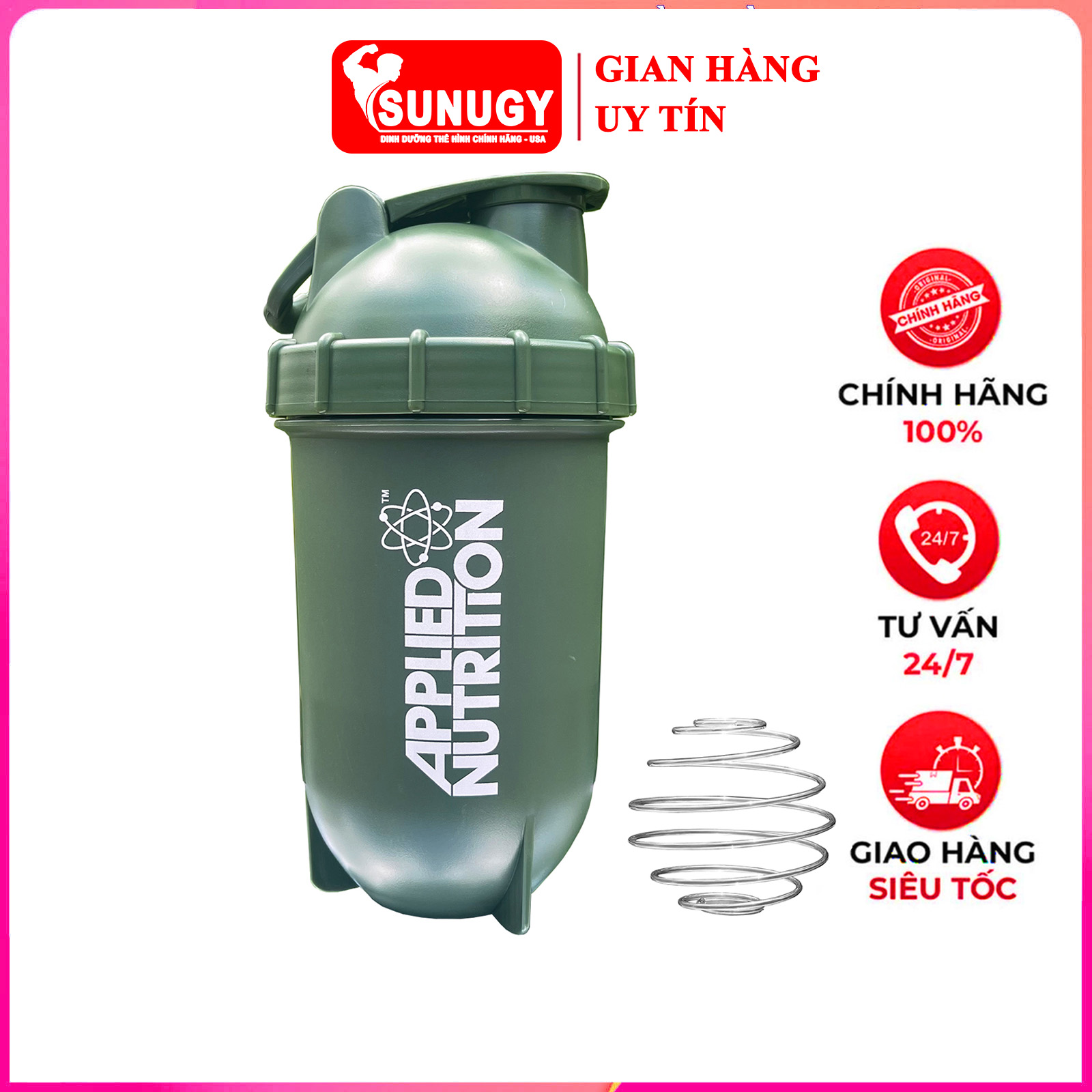 Bình lắc Shaker pha sữa cho người tập GYM hiệu APPLIED NUTRITION - Bình nước thể thao Shaker 400 ml