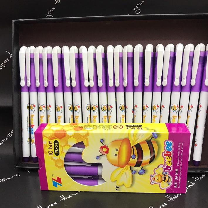 Hộp 10 cây Bút lông kim Beebee FL-04 Ngòi 0.3mm mực tím