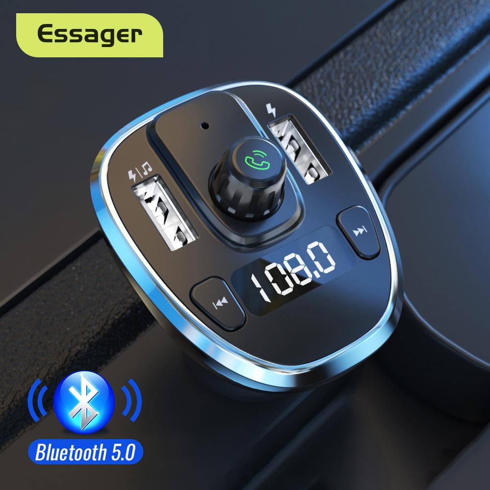 Essager USB Bộ sạc xe hơi Bluetooth 5.0 Bộ dụng cụ xe hơi FM FM MP3 U Disk TF Card Player Điện thoại di động cho Auto