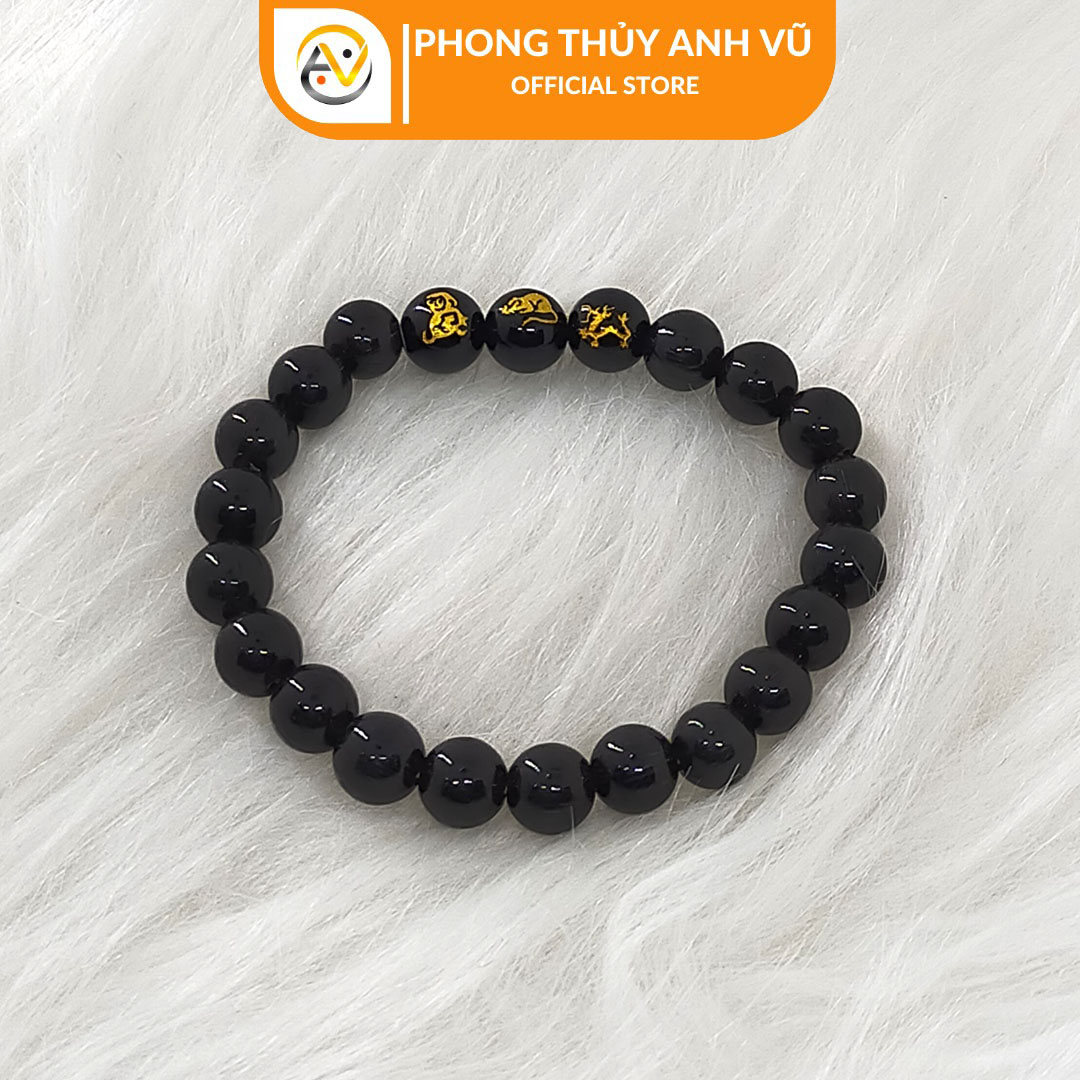 Vòng mã não đen thân tý thìn đã khai quang - size 8 10 12ly - may mắn tài lộc - Vòng Tam Hợp Anh Vũ