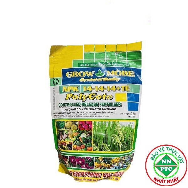 Phân bón tan chậm PolyCote 14-14-14+TE Growmore gói 1 kg