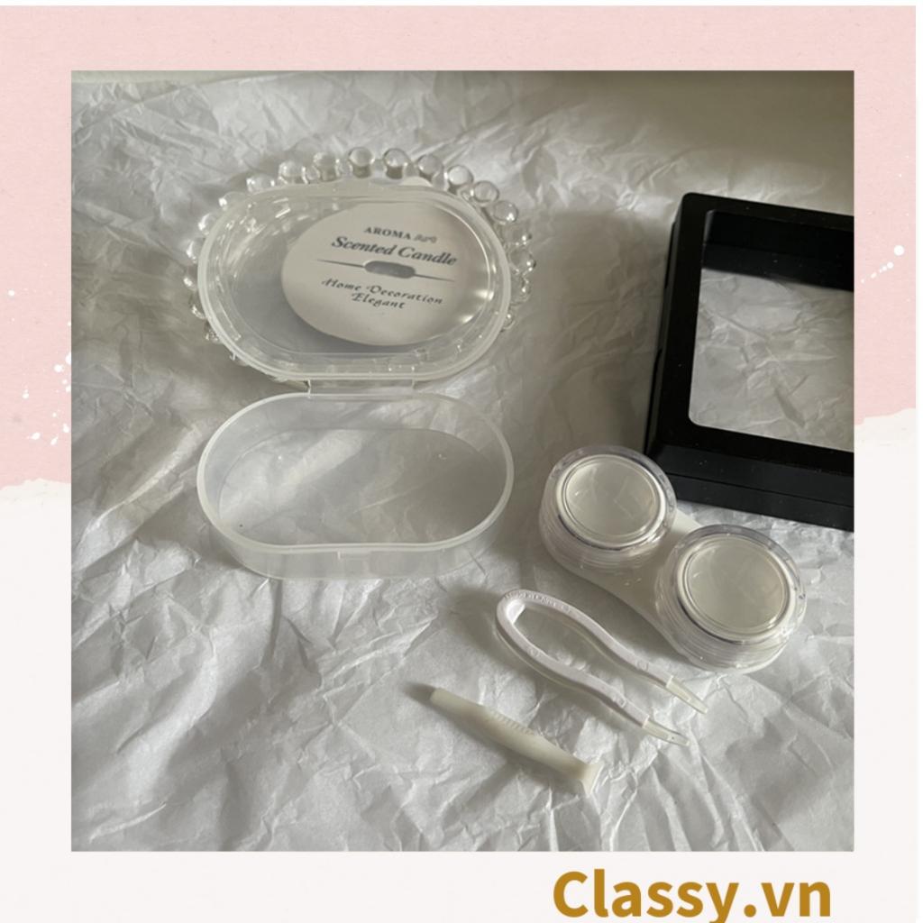 Hộp đựng kính áp tròng Classy đơn sắc tối giản kèm gương dành cho các bạn nữ yêu thích style minimalism PK1691