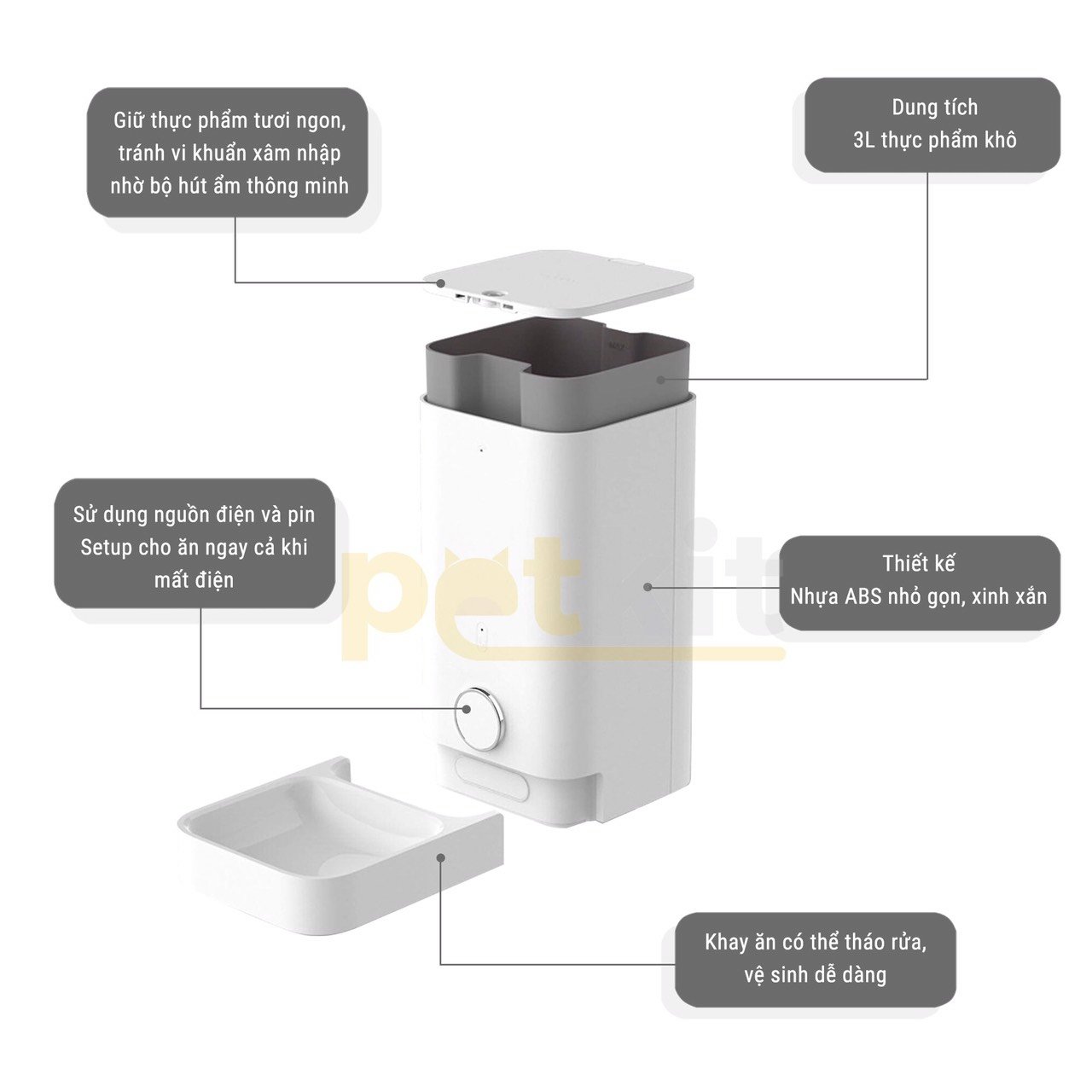 Máy ăn Petkit Feeder Mini khay inox