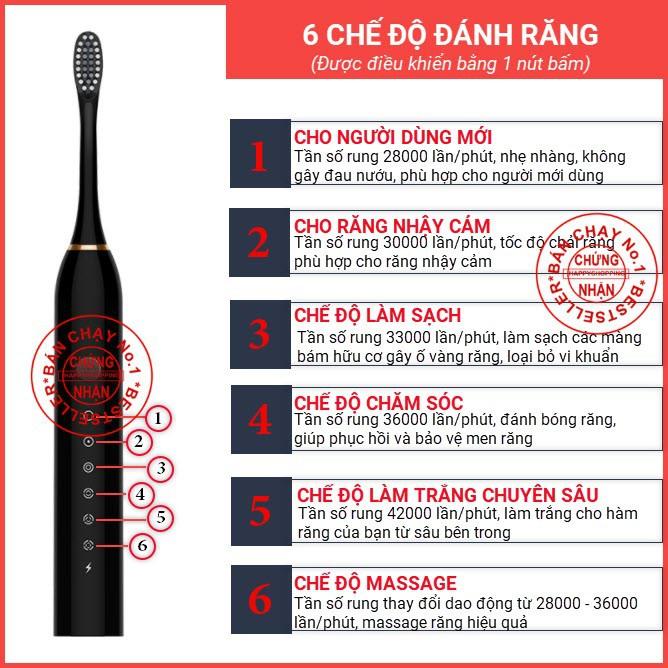 Bàn chải đánh răng điện tự động Sonic NT-X3, Kèm 4 đầu bàn chải tiện dụng