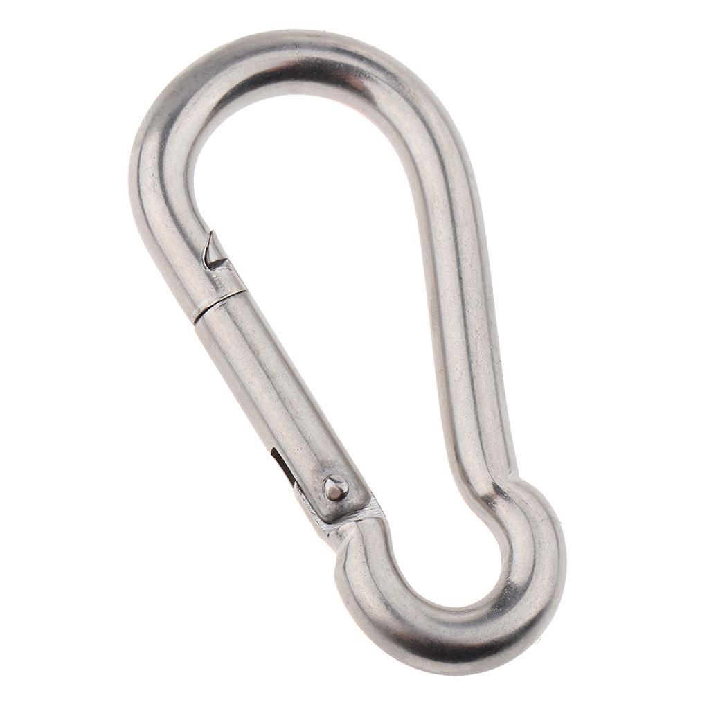 2xHeavy Duty 316 Stainless Steel Spring Snap Hook Carabiner Keychain Clip M8