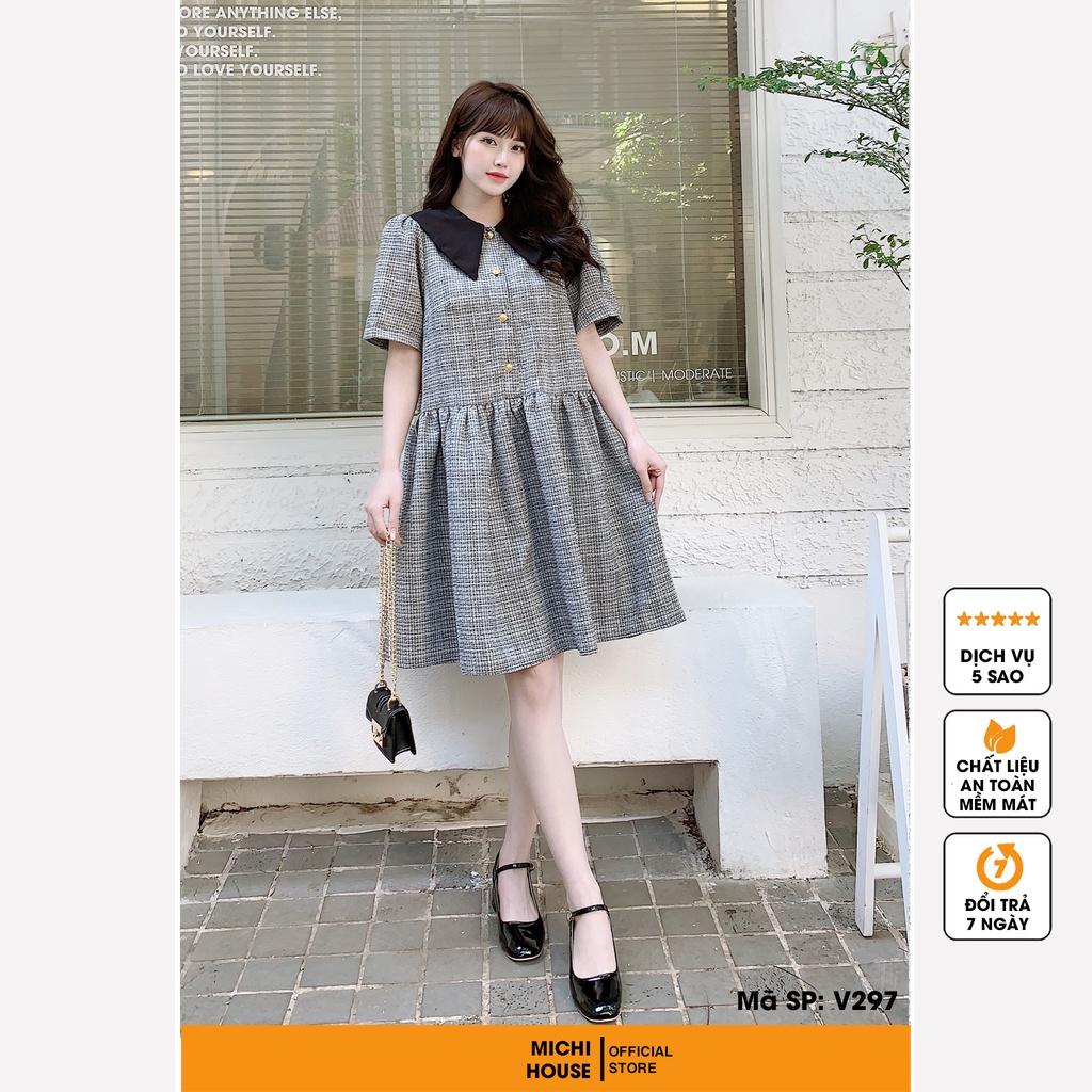 Đầm Suông Dạ Tweed Dáng Đuôi cá Freesize MICHI House Váy Thiết Kế Hàn Quốc Dễ Mặc, Bầu Xinh V297