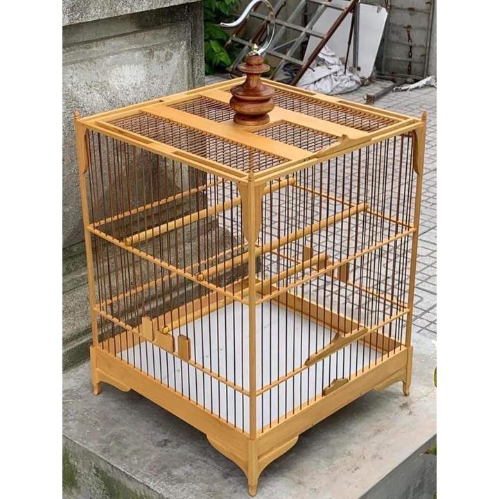 KHUNG LỒNG CHIM TỰ RÁP MẪU LÁ LIỄU GỖ KIỀN