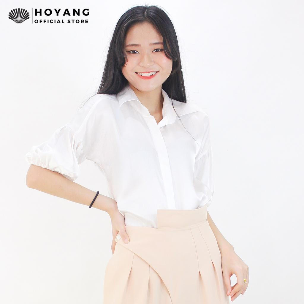 Áo Sơ Mi Trắng Phi Lụa Mềm Mượt HOYANG AHY59