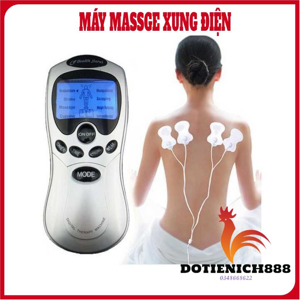 Máy massage xung điện 4 miếng dán vật lý trị liệu mát xa châm cứu bấm huyệt cầm tay lưng cổ vai gáy