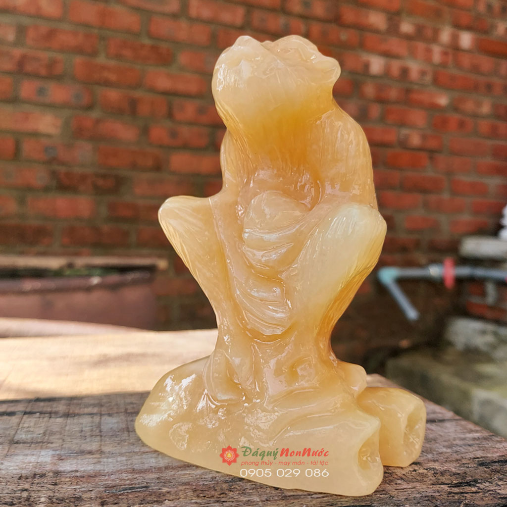 Tượng khỉ 12 con giáp phong thủy đá ngọc hoàng long 12cm - đá Non Nước
