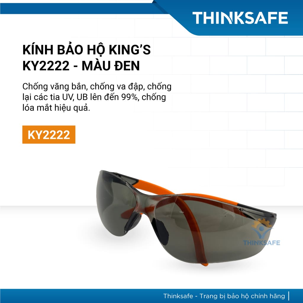 Kính bảo hộ King's KY2222, kính trắng chống bụi đi đường, che mặt đa năng, chống tia uv, nhập khẩu chính hãng - Thinksafe