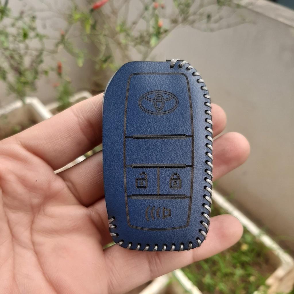 Bao da chìa khóa chìa độ Toyota, da thật bảo hành 2 năm, khắc tên và số đt chủ xe,đen chỉ đen