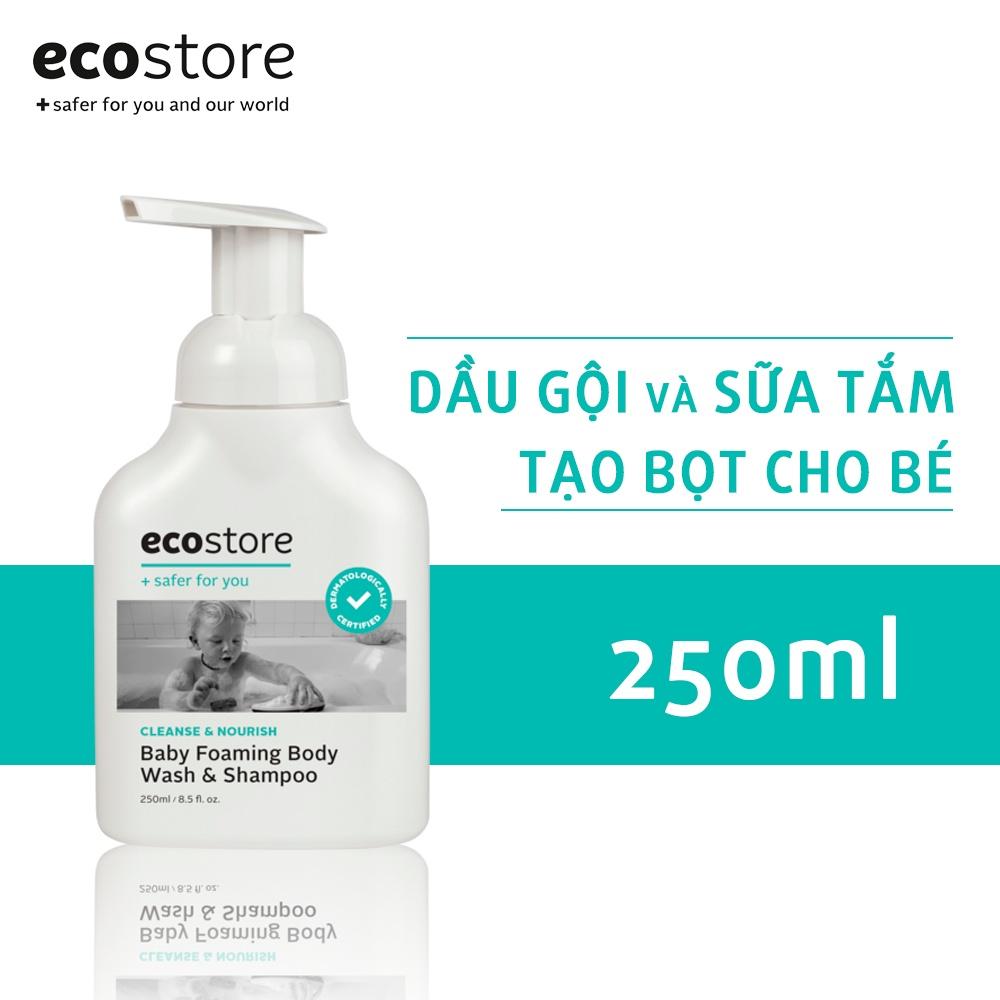 Ecostore Dầu gội và sữa tắm tạo bọt cho bé 2 trong 1 - 250ml (Baby Foaming Bodywash &amp;amp; Shampoo) cho bé từ 0 tuổi