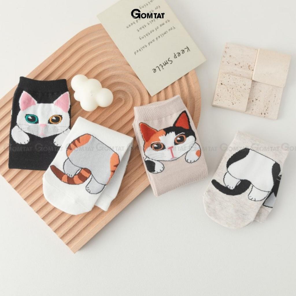 Tất nữ cổ cao hình mèo cute phong cách Hàn Quốc, chất liệu cotton mềm mại - CAOMEO-UYE-7006-1DOI