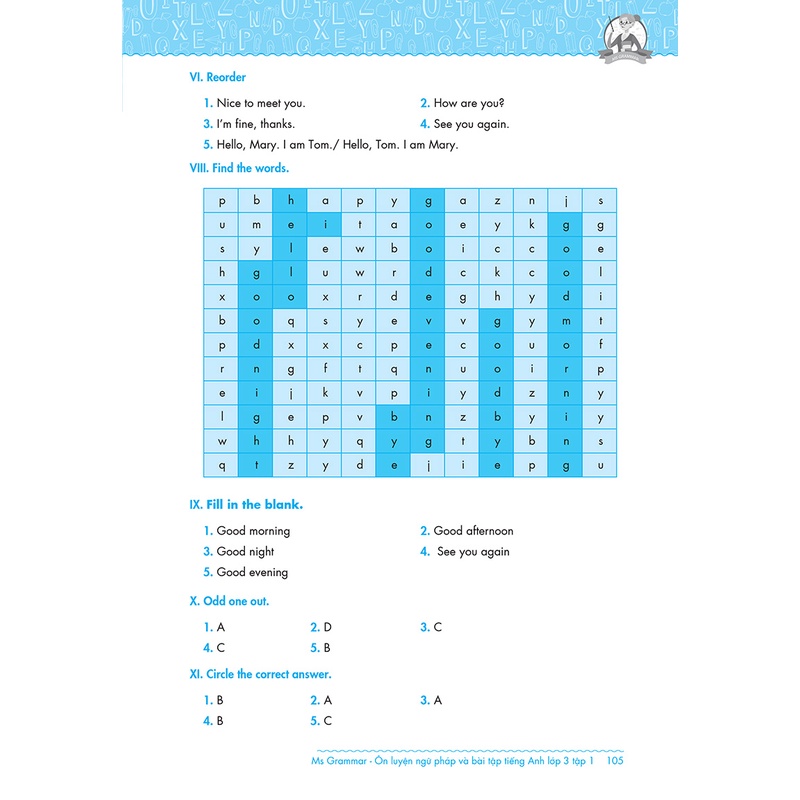 Ms Grammar Ôn luyện Ngữ pháp và Bài tập tiếng Anh Lớp 3 Tập 1