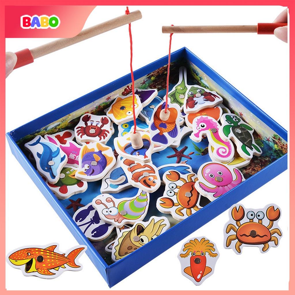 Trò chơi câu cá mảnh tương tác giữa cha mẹ và con cái đồ chơi câu cá bằng gỗ từ tính