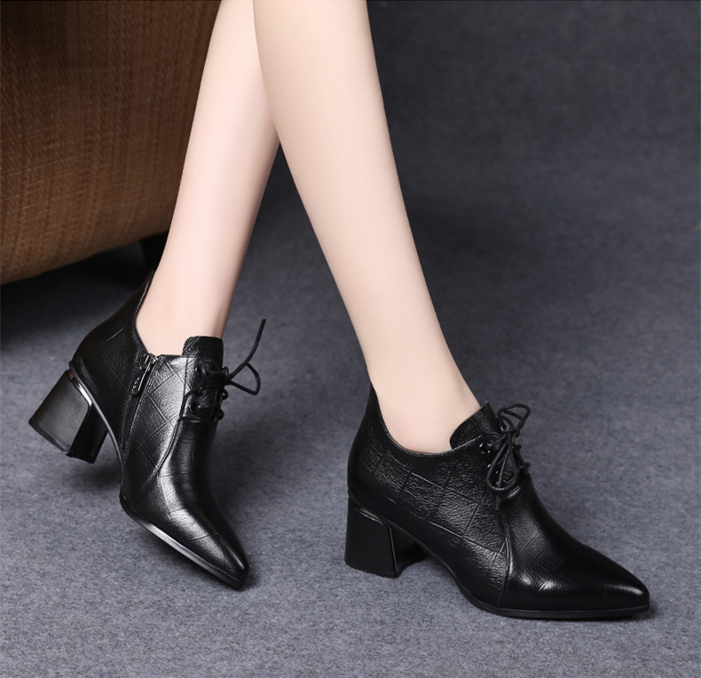 Giày oxford đế vuông 5 phân vân ca rô - Giày đế vuông - Giày cột dây nữ S305