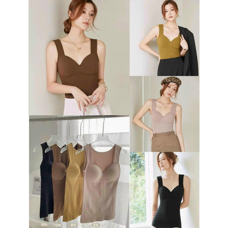 M167. Áo 2 dây cotton dáng dài kiểu nữ sẵn mút ngực, áo nữ kiểu đẹp sang mặc trong vest (có sẵn - miễn ship)