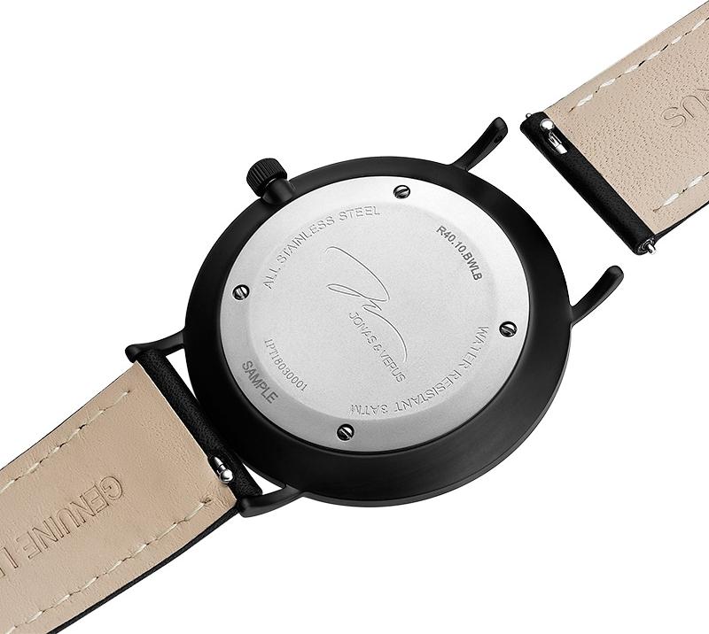 Đồng hồ đeo tay Nam hiệu JONAS &amp; VERUS R40.10.BWLB, Máy Pin (Quartz), Kính sapphire chống trầy xước, Dây da Italy