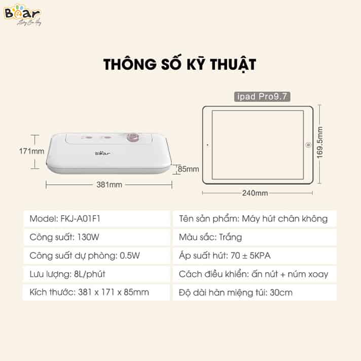 Máy hút chân không thực phẩm Bear VS-B01V1- Hàng chính hãng