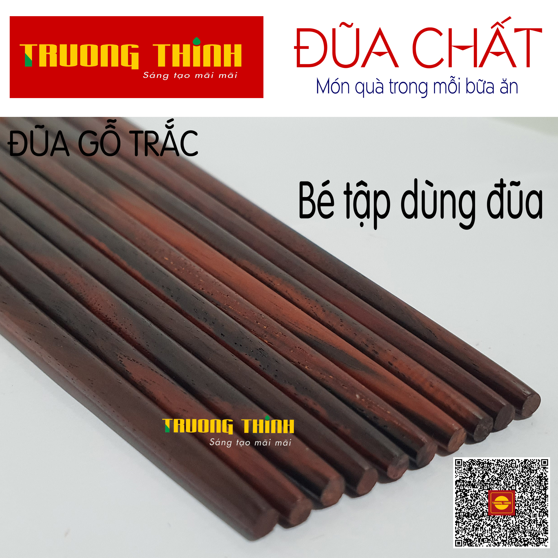 Đũa Dành Cho Trẻ Em Sử Dụng Chất Liệu Gỗ Trắc Trường Thịnh Sang Trọng Bền Đẹp Dài 23.2cm - 01 Đôi Vuông