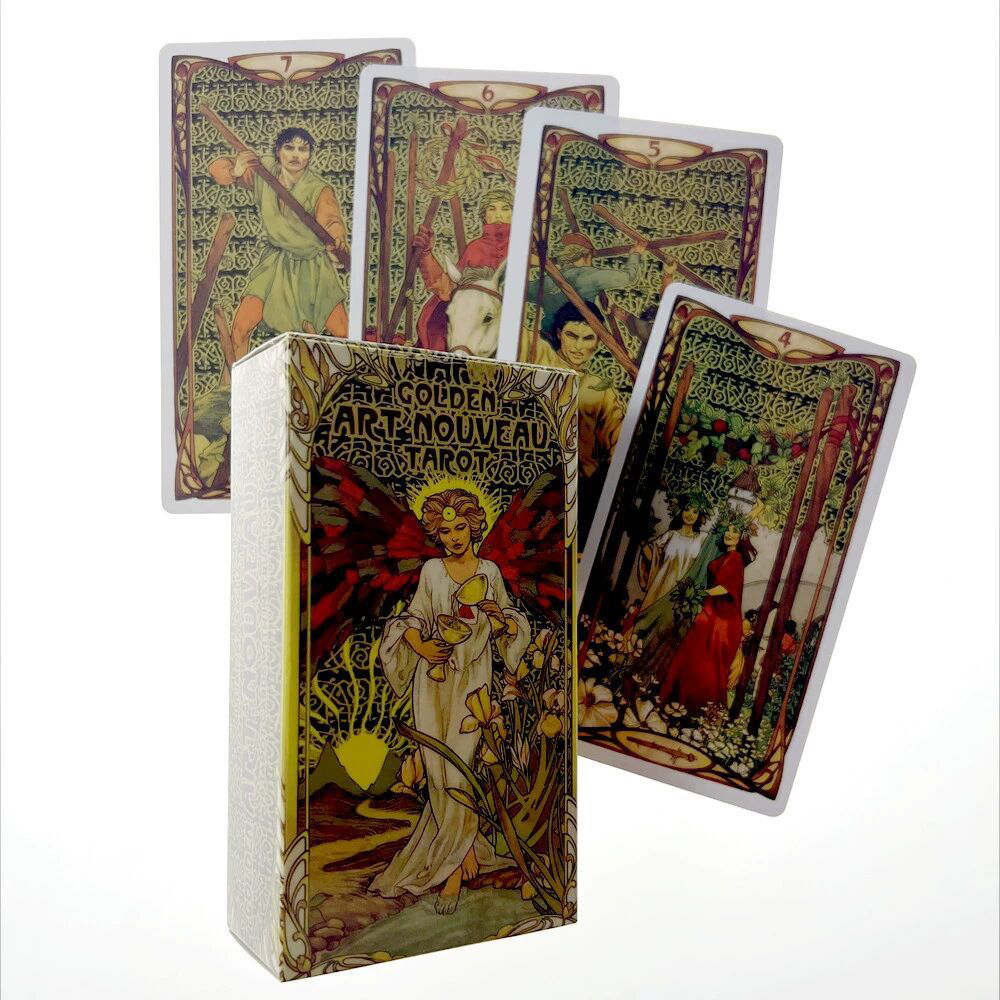 [Size Gốc] Bộ Bài Golden Art Noveau Tarot 78 Lá Bài 7x12 Cm Tặng File Tiếng Anh Và Đá Thanh Tẩy