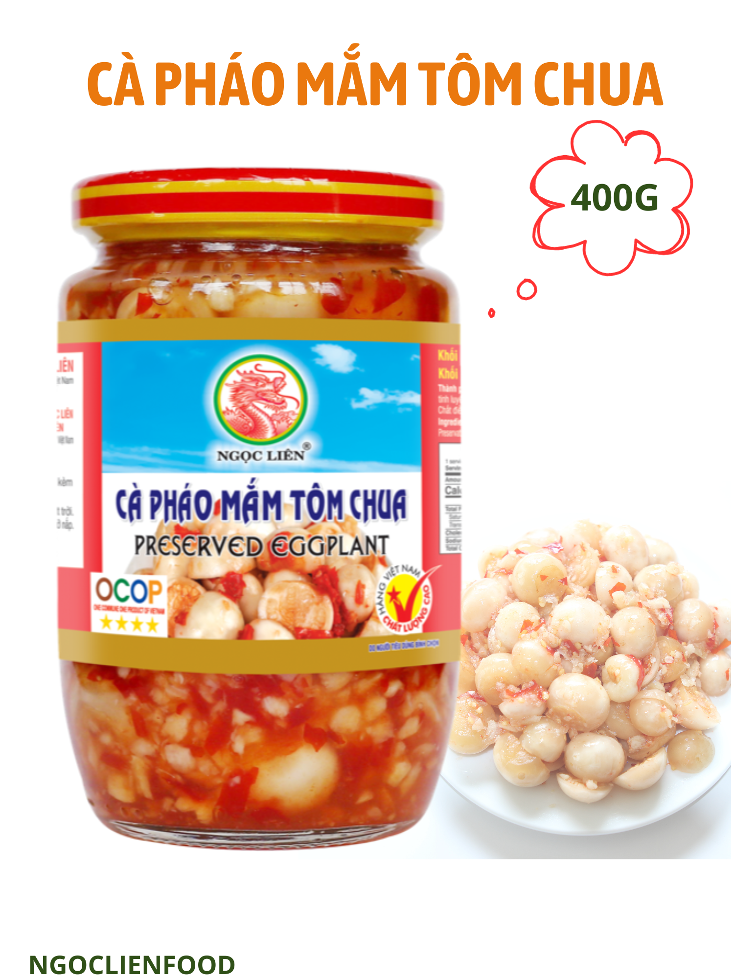 CÀ PHÁO MẮM TÔM CHUA NGỌC LIÊN 400G