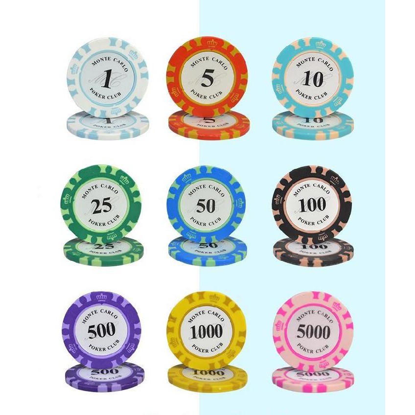 Combo 10 Chip Poker  Phỉnh Poker Có Số Cao Cấp
