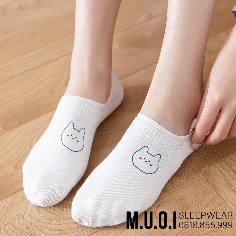 Tất vớ nữ cổ ngắn dễ thương cotton hình thú màu trắng mỏng thoáng Urbanize - Chọn ngẫu nhiên