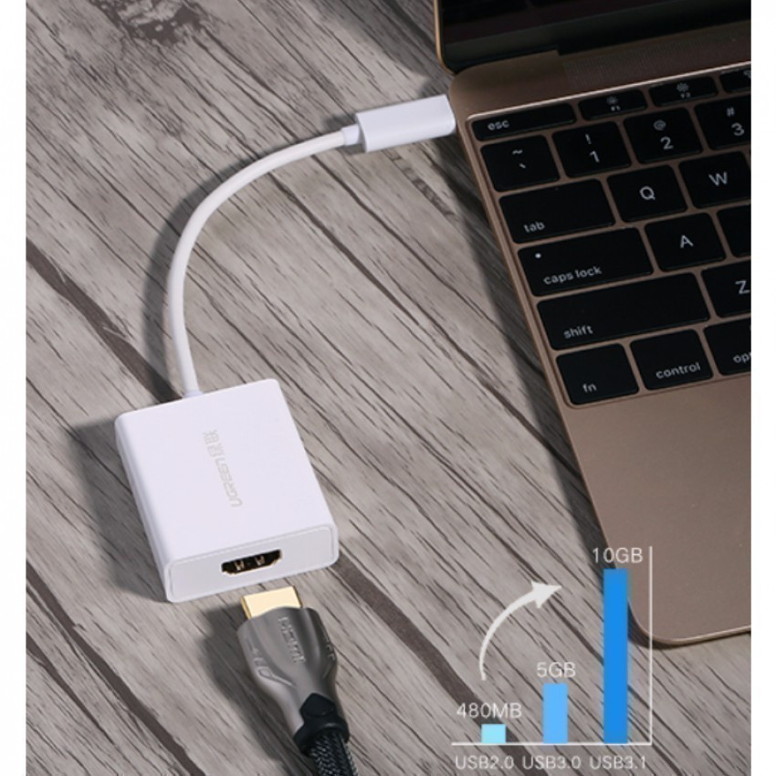 Cáp chuyển USB-C sang HDMI 4Kx2K@60Hz Ugreen 40273 Cao Cấp Chính Hãng (Vỏ nhựa ) hàng chính hãng ha