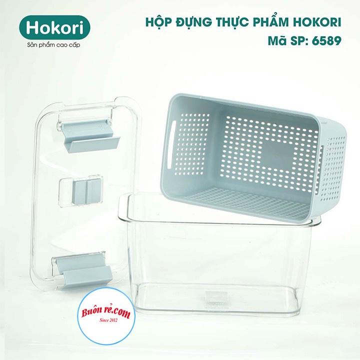 Hộp đựng thực phẩm 2 lớp Hokori, Hộp bảo quản thức ăn có lỗ thoát nước Việt Nhật