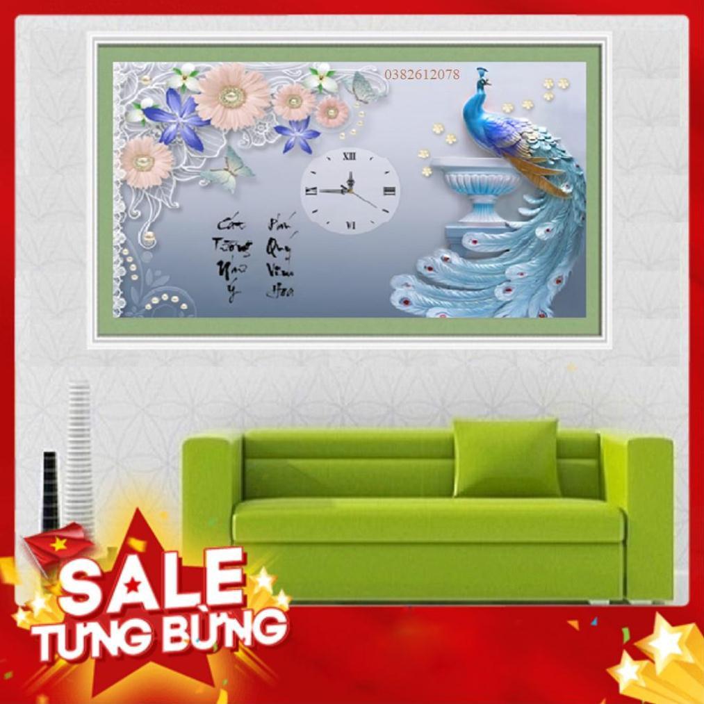 68*45CM TRANH ĐÍNH ĐÁ ĐỒNG HỒ PHÚ QUÝ CÁT TƯỜNG TRANH CHƯA ĐÍNH LV190