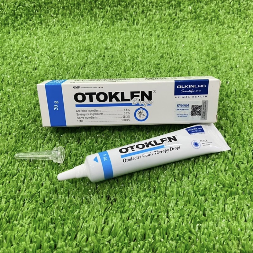Nhỏ tai Alkin Otoklen tr.ị ve rận, nhiễm trùng, nấm trong tai 25ml