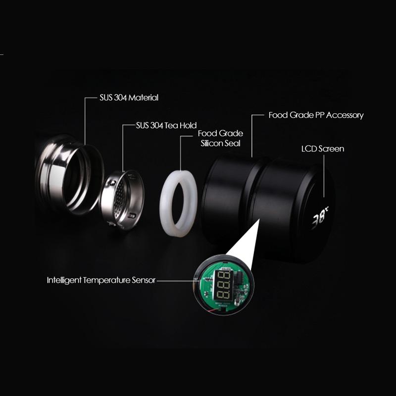 Logo Tùy Chỉnh Thông Minh Chân Không Bình Đèn Led Hiển Thị Nhiệt Độ Cà Phê Bình Nước Tumbler Rò Rỉ Không Thấm Nước