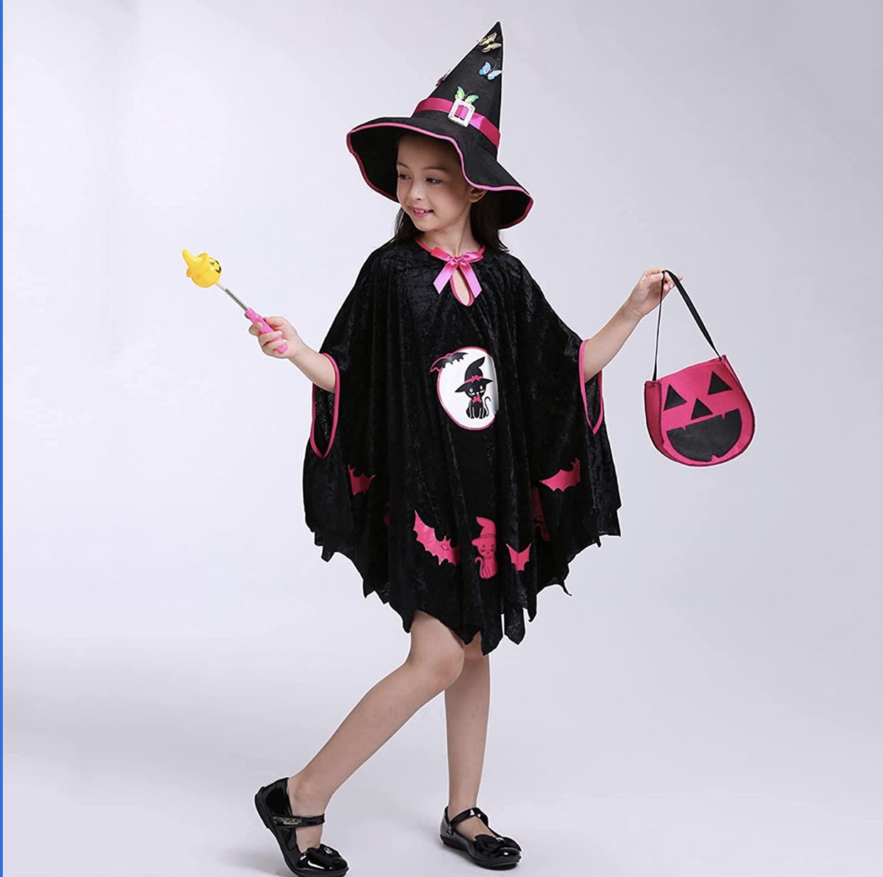 Bộ Áo choàng nón và túi phù thủy cosplay Halloween